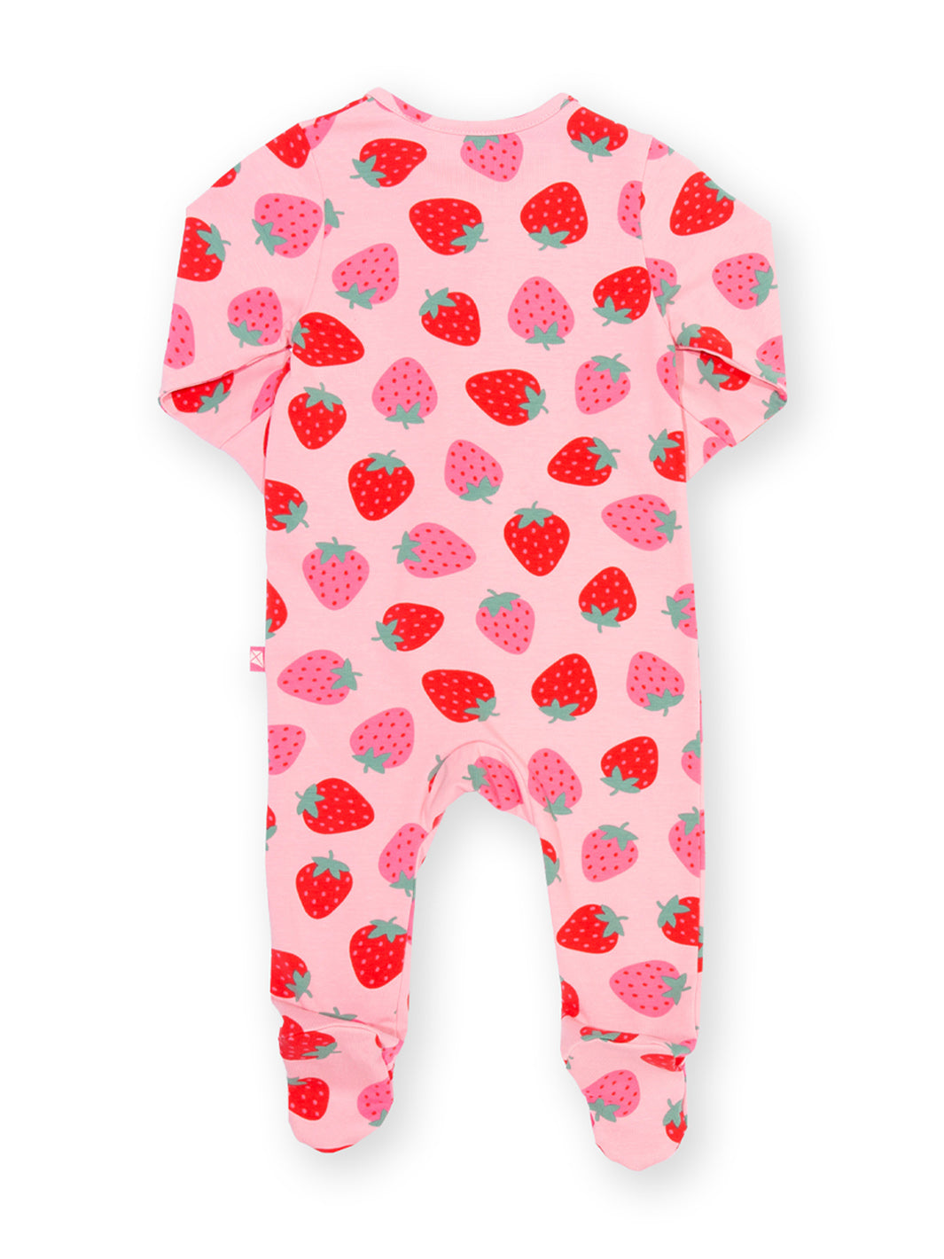 Pink baby onesie with strawberry pattern on a white background
Organic cotton
Baby clothing
GOTS Certified fabrics
New baby gift
Baby shower gift
Kite clothing