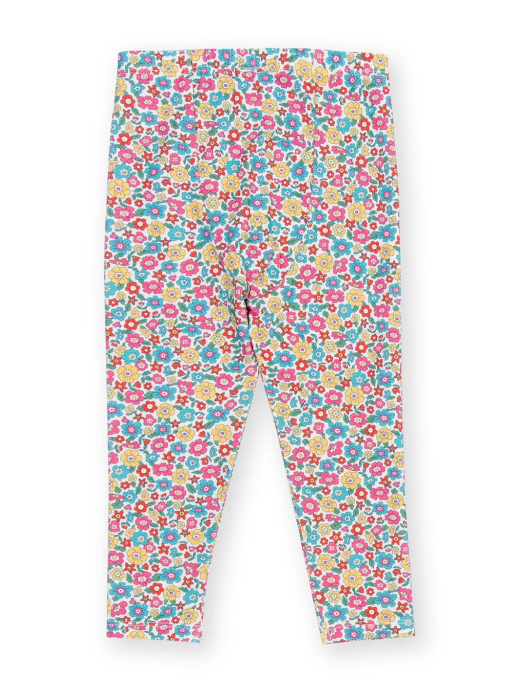 Colorful floral-patterned leggings on a white background