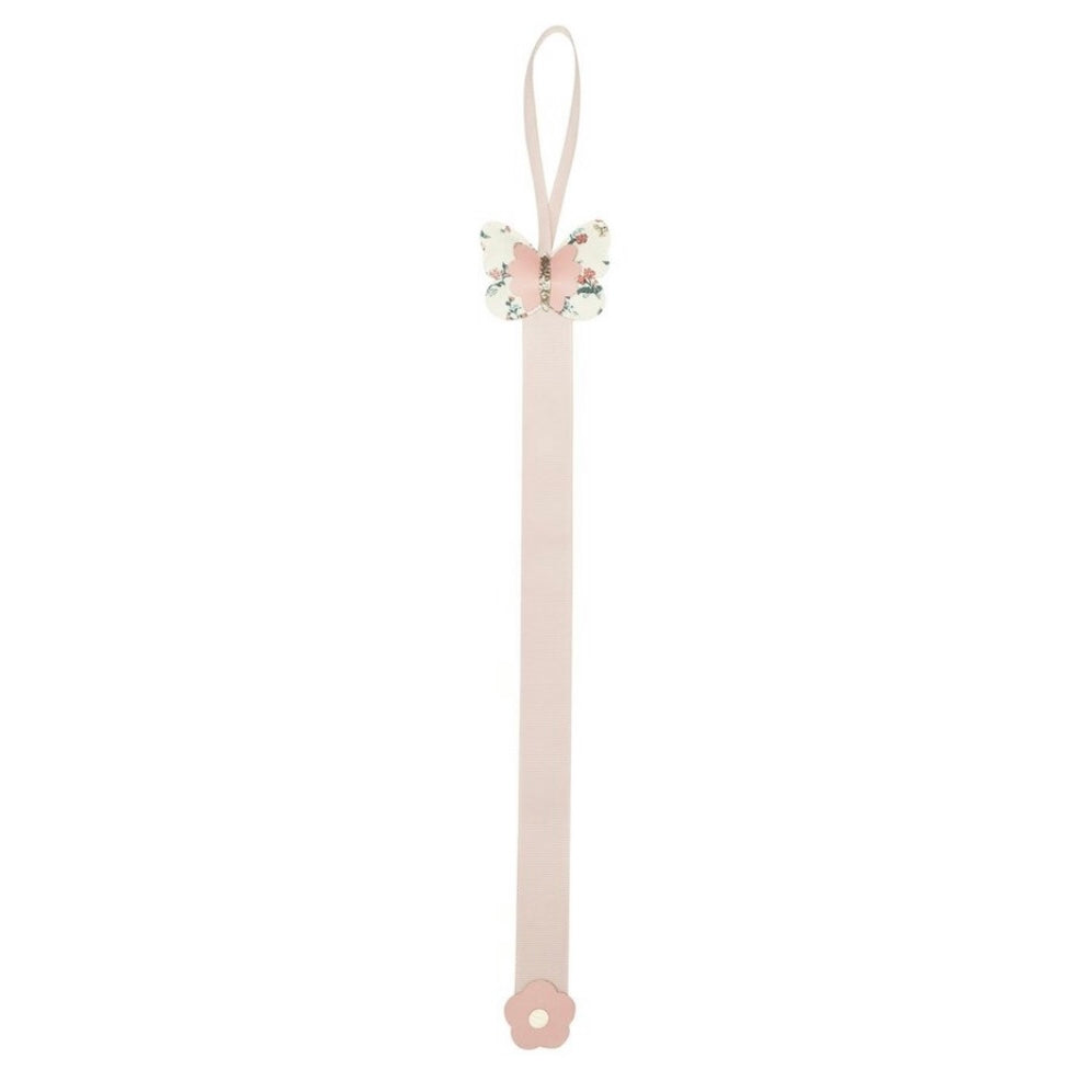 Decorative hair clip hanger, in a floral butterfly theme with floral design on a white background