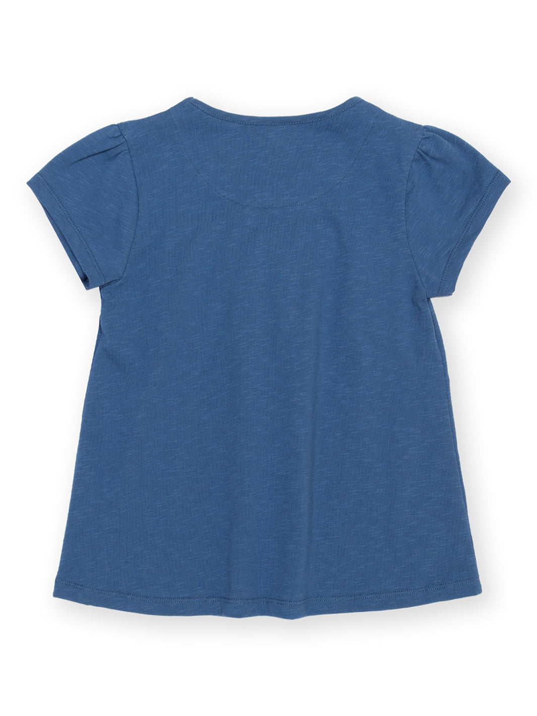 Blue t-shirt with ruffled sleeves on a white background