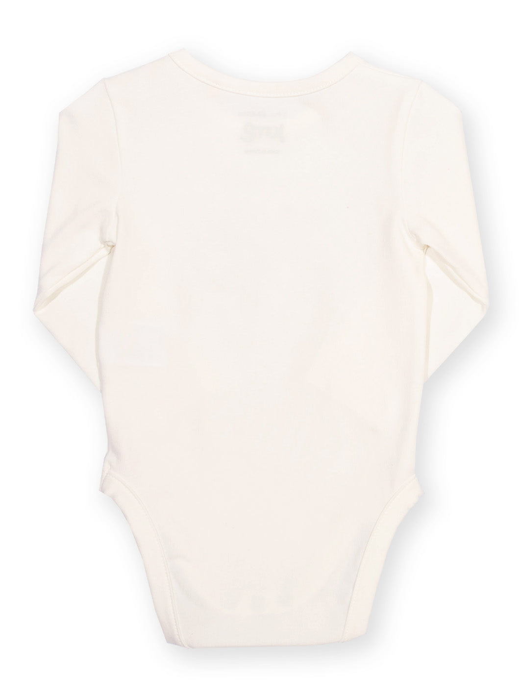 An off-white long-sleeve baby bodysuit shown from the back, laid flat against a white background.
Baby clothing
Kite clothing
Organic cotton
New baby gift
Gender neutral