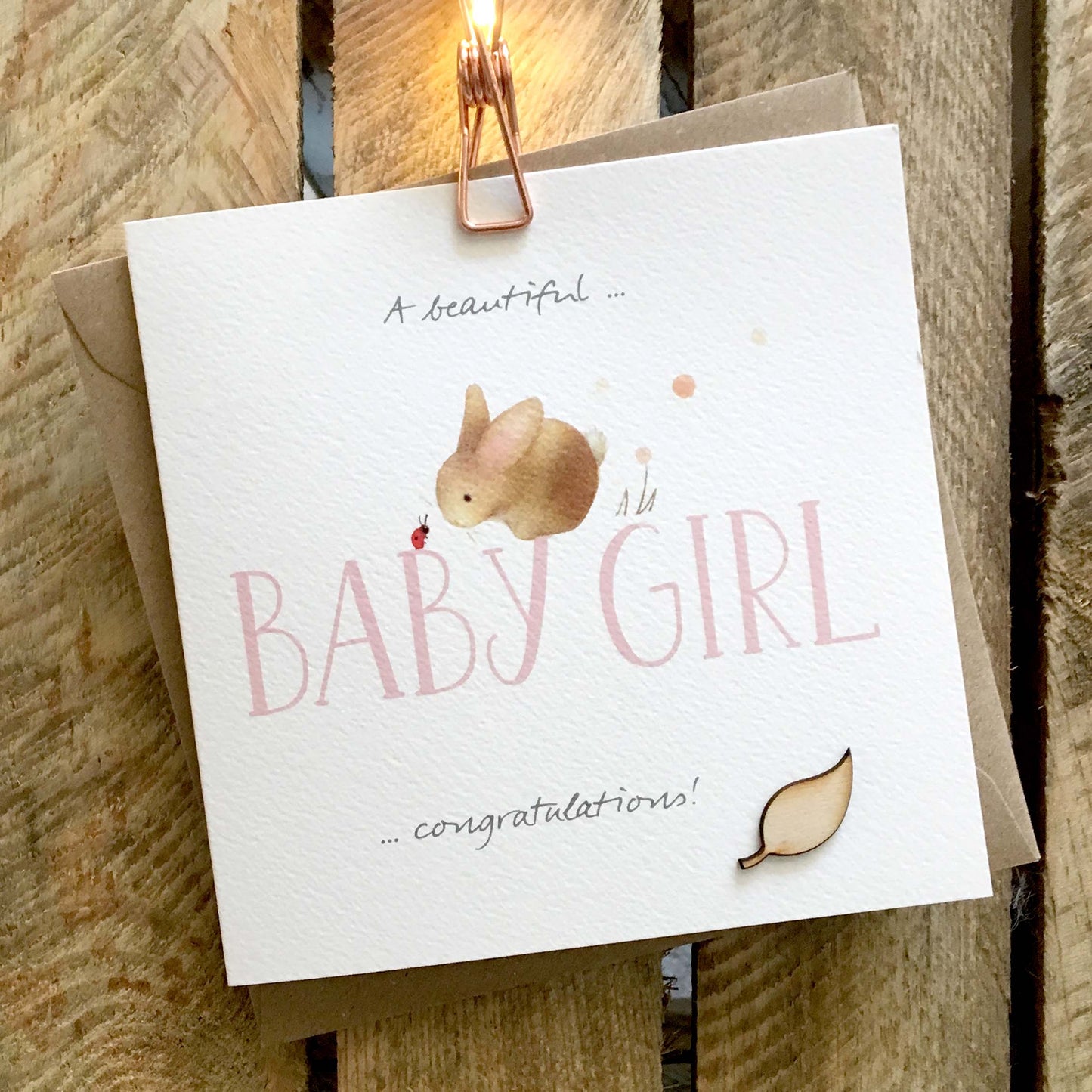 New Baby Girl Rabbit Card