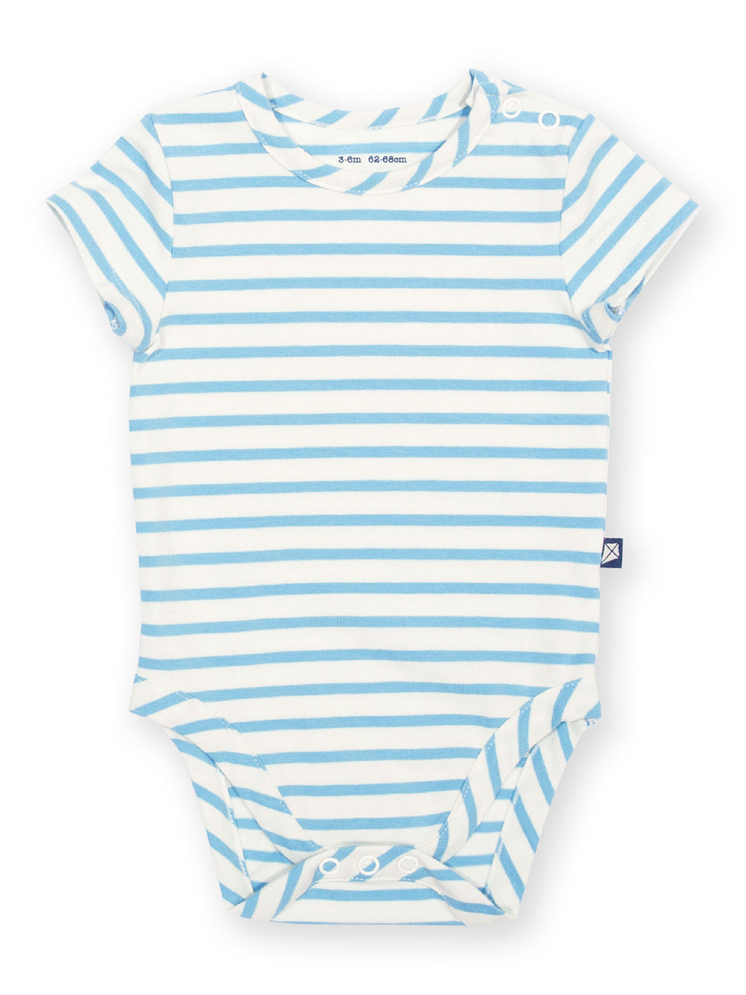 Blue and white striped baby bodysuit on a white background

Organic cotton 
Bodysuit
Stripes
Baby clothing 
New baby gift
