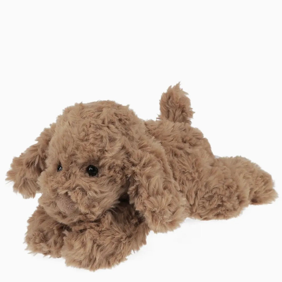 A brown curly-haired plush dog soft toy lying down on a plain white background.

cuddly toy dog, stuffed animal puppy, nursery plush toy, dog lover gift, huggable companion toy, realistic fur plush, machine washable soft toy, baby shower gift, comforter toy, plush toy wholesale, keepsake soft toy, puppy plushie