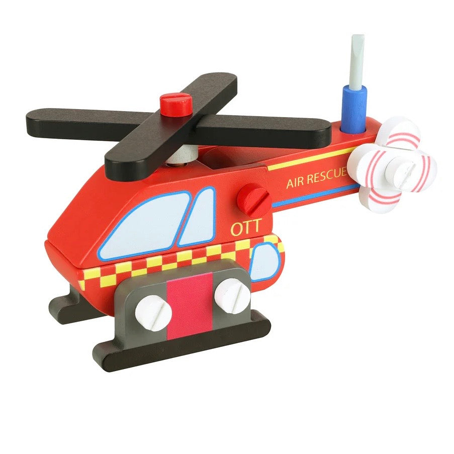 Take to the skies with this wooden Buildable Helicopter!