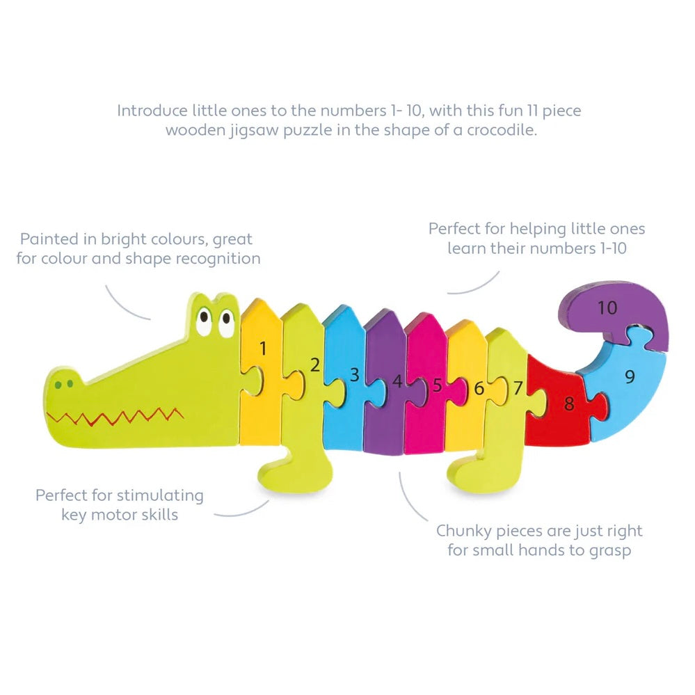 Crocodile Number Puzzle teaches children colour recognition, chunky pieces and teaches children to count 