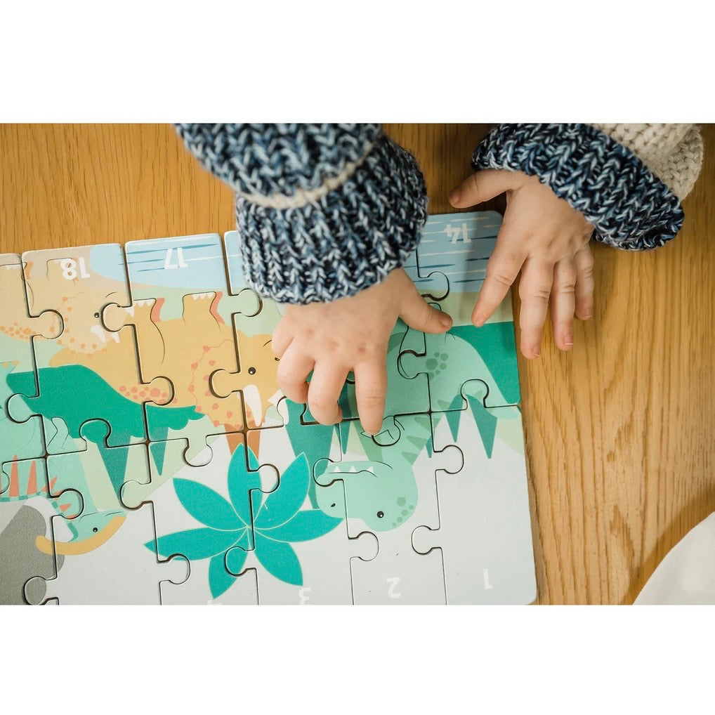 Encourage puzzle solving skills and shape recognition with our wooden Dinosaur Number Puzzle