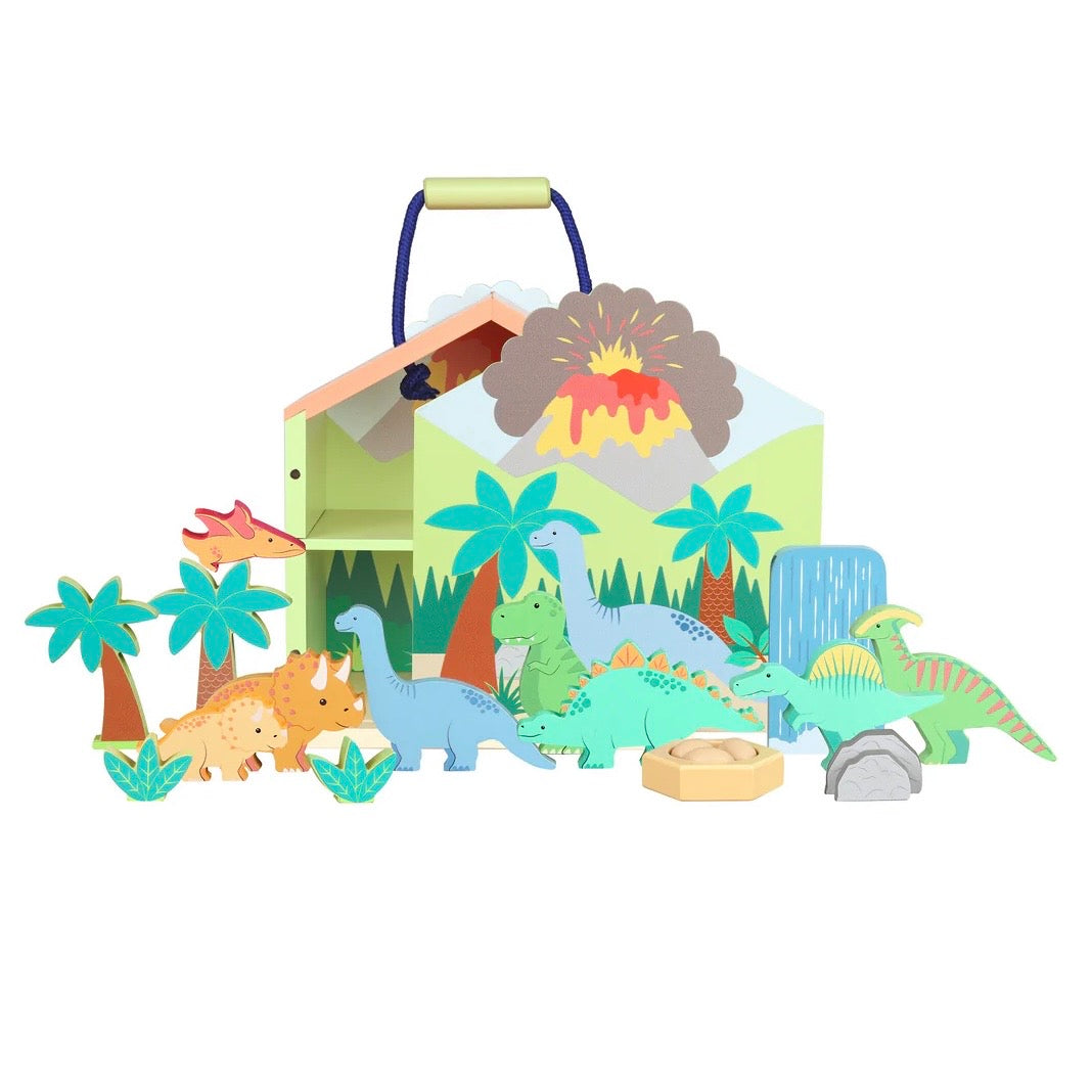 Image showing the full set of our Dinosaur Play Set

Wooden dinosaur figures all available in our wooden box all dino theme 