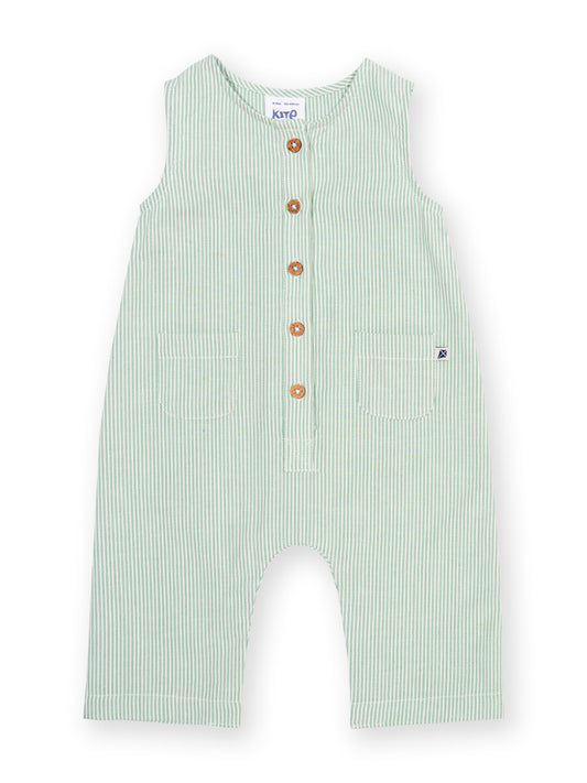 Green striped baby romper with buttons on a white background

Baby clothing 
Dungarees
Romper
Stripes
Organic cotton 
GOTS Certified fabrics 
New baby gift
Baby shower
Kite clothing 