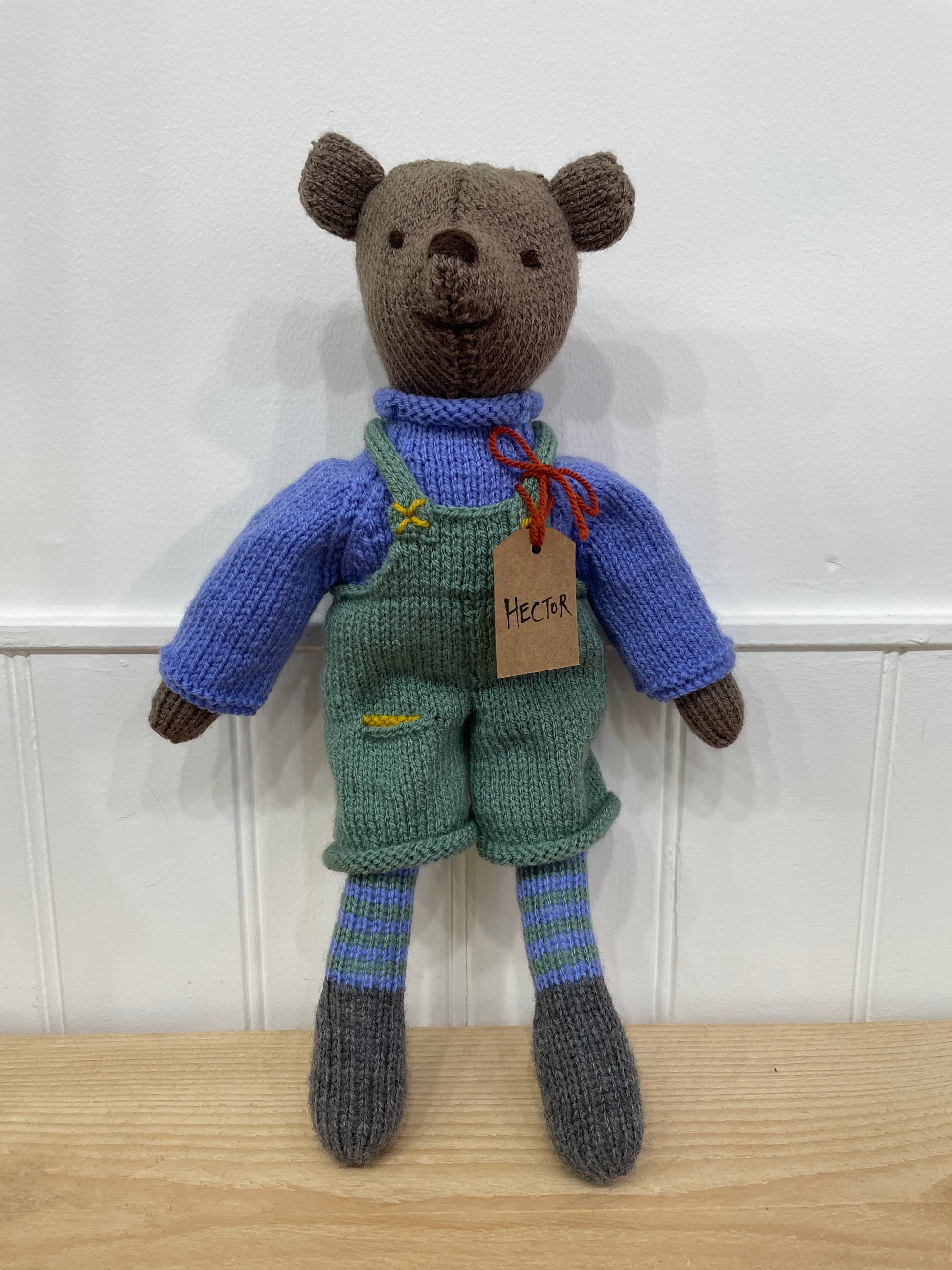 Lovingly hand knitted bear, perfect for new baby gifts