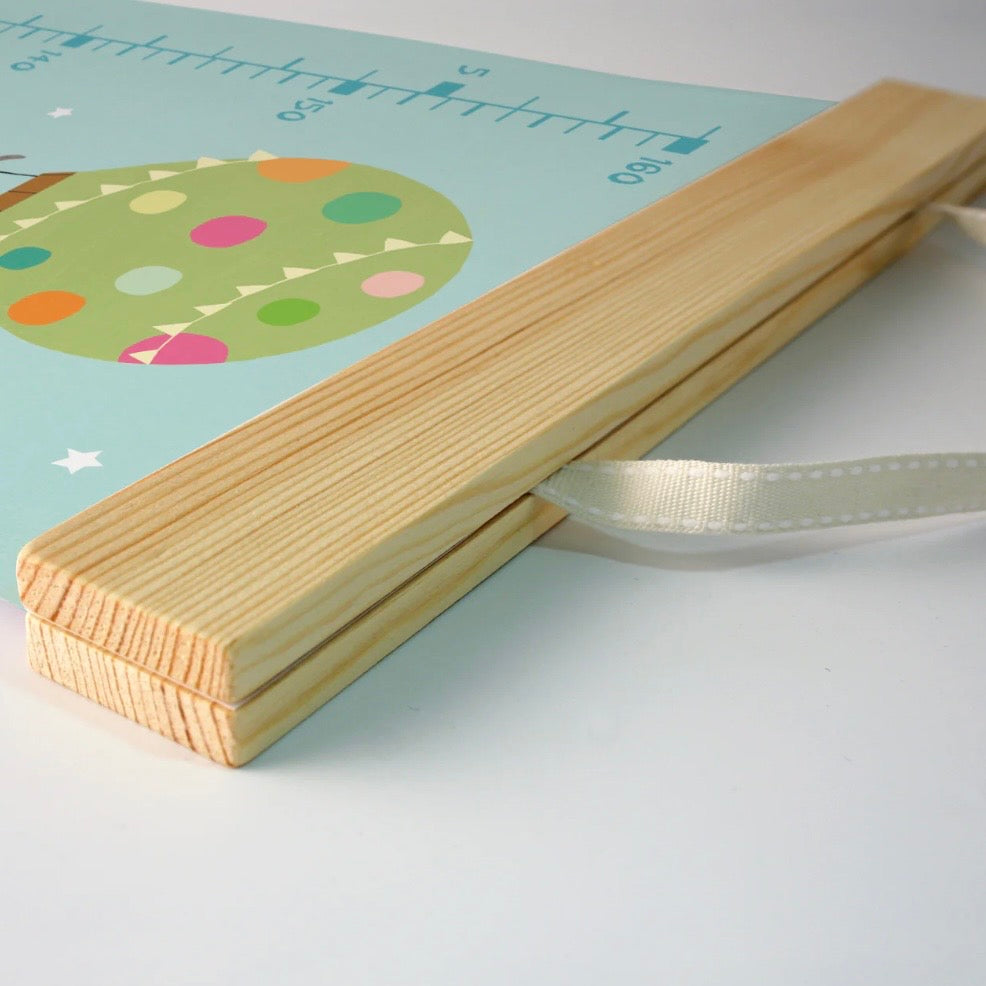 Close up of our canvas Hot Air Balloons Height Chart