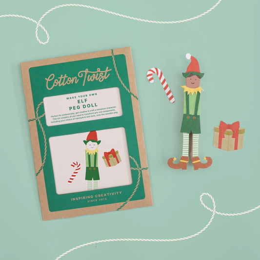 Make Your Own Elf Peg Doll, all you need to create a festive peg doll
