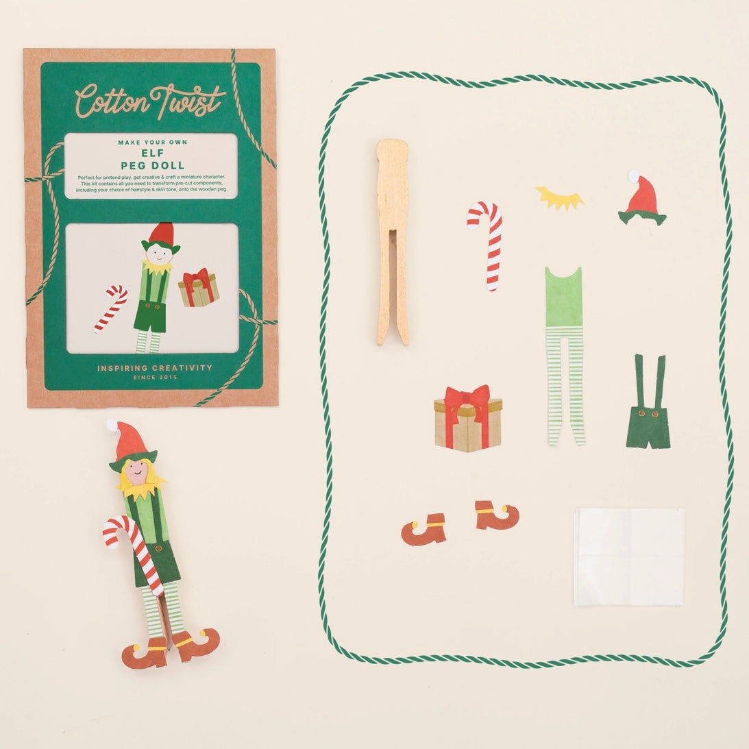 Elf peg doll, plastic free crafts for kids