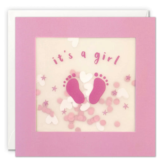 Greeting card to welcome new baby girl 
Designed and printed in the UK
James Ellis
New baby card
New baby gift