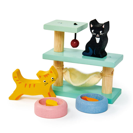 Wooden play set for children, cat themed 