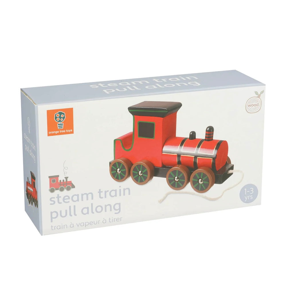 Colourful box displaying our Pull Along Steam Train