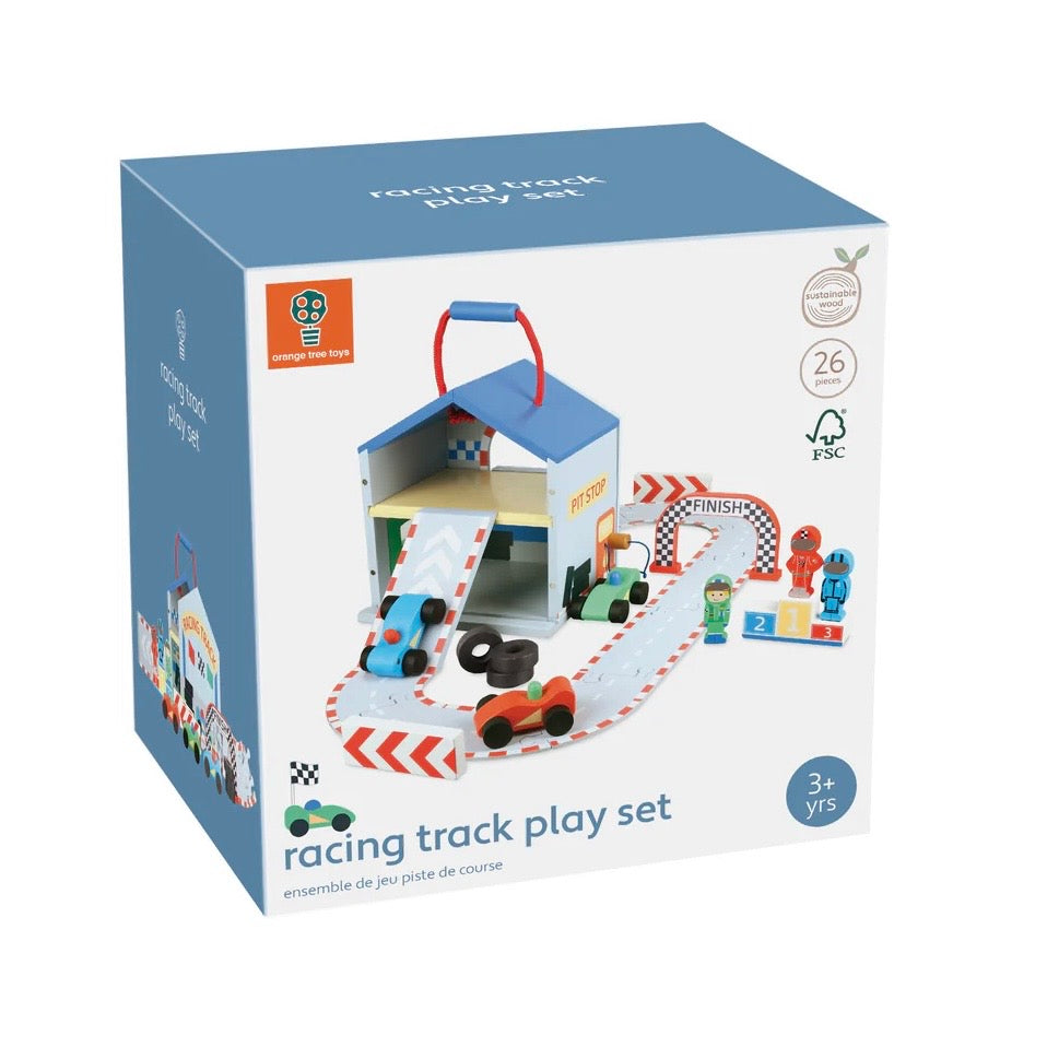 Plastic free Racing Track Play Set displayed in a. cardboard box