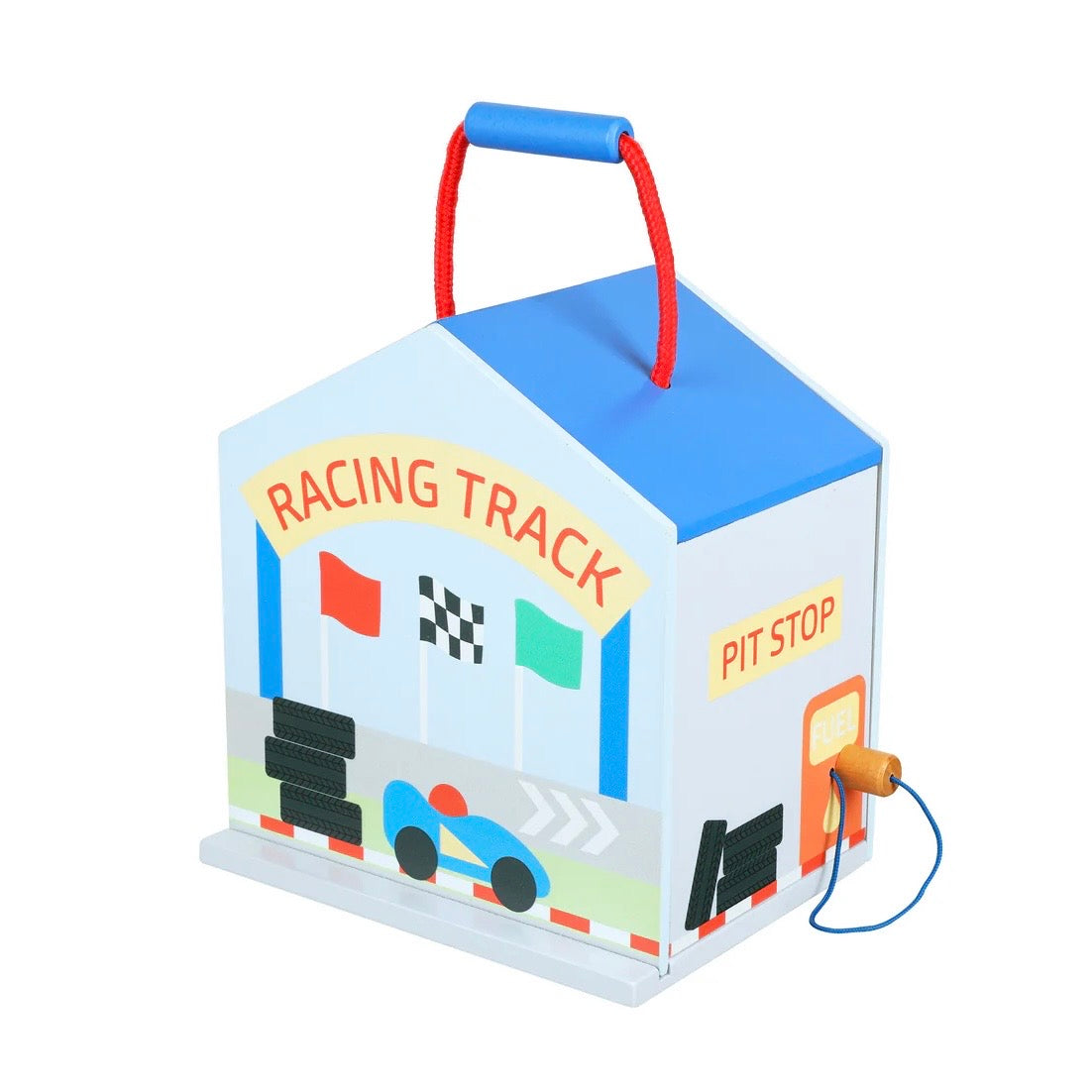 Image shows our Racing Track Play Set packed away in the handled box