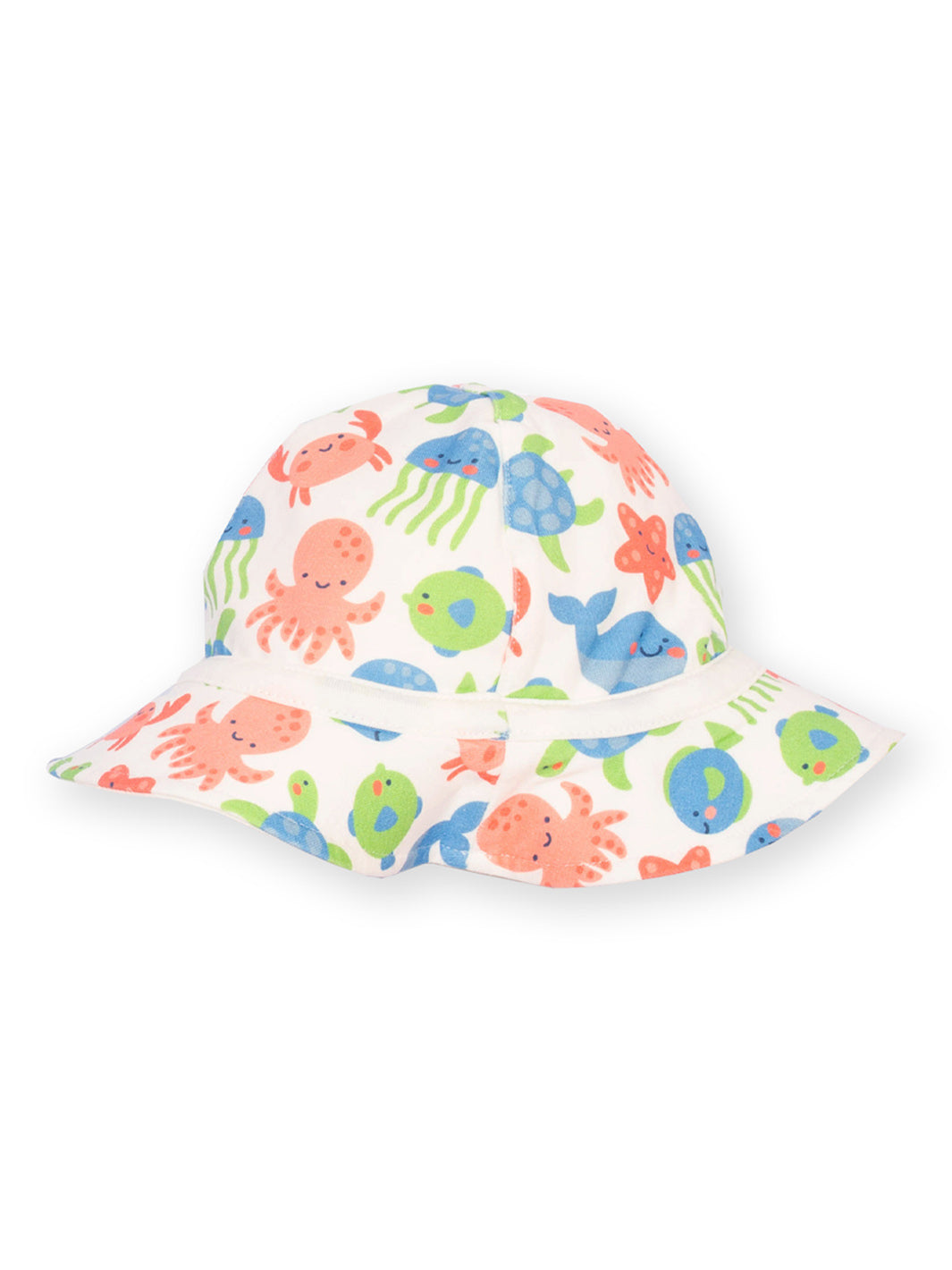 Colourful children's sun hat with sea creature pattern on a white background

Reversible 
Sun hat 
Under the Sea
Turtle 
Baby
Baby Clothing 