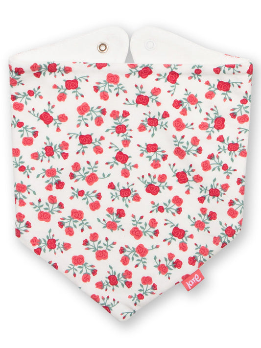 Floral patterned baby bib on a white background