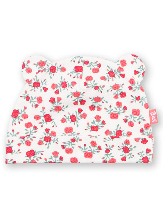 Floral patterned hat in rose print