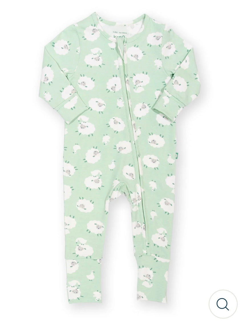 An everyday essential for babies! Classic sleepsuit with neck to toe zip and in our lovely sheep print!