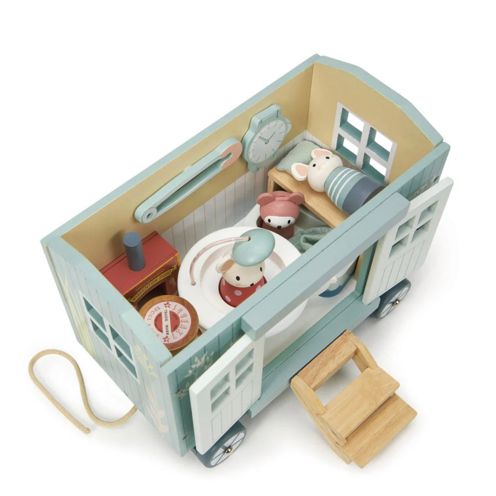 Birds Eye view of our Shepherds Hut with the lid off. 
Sustainable wood 