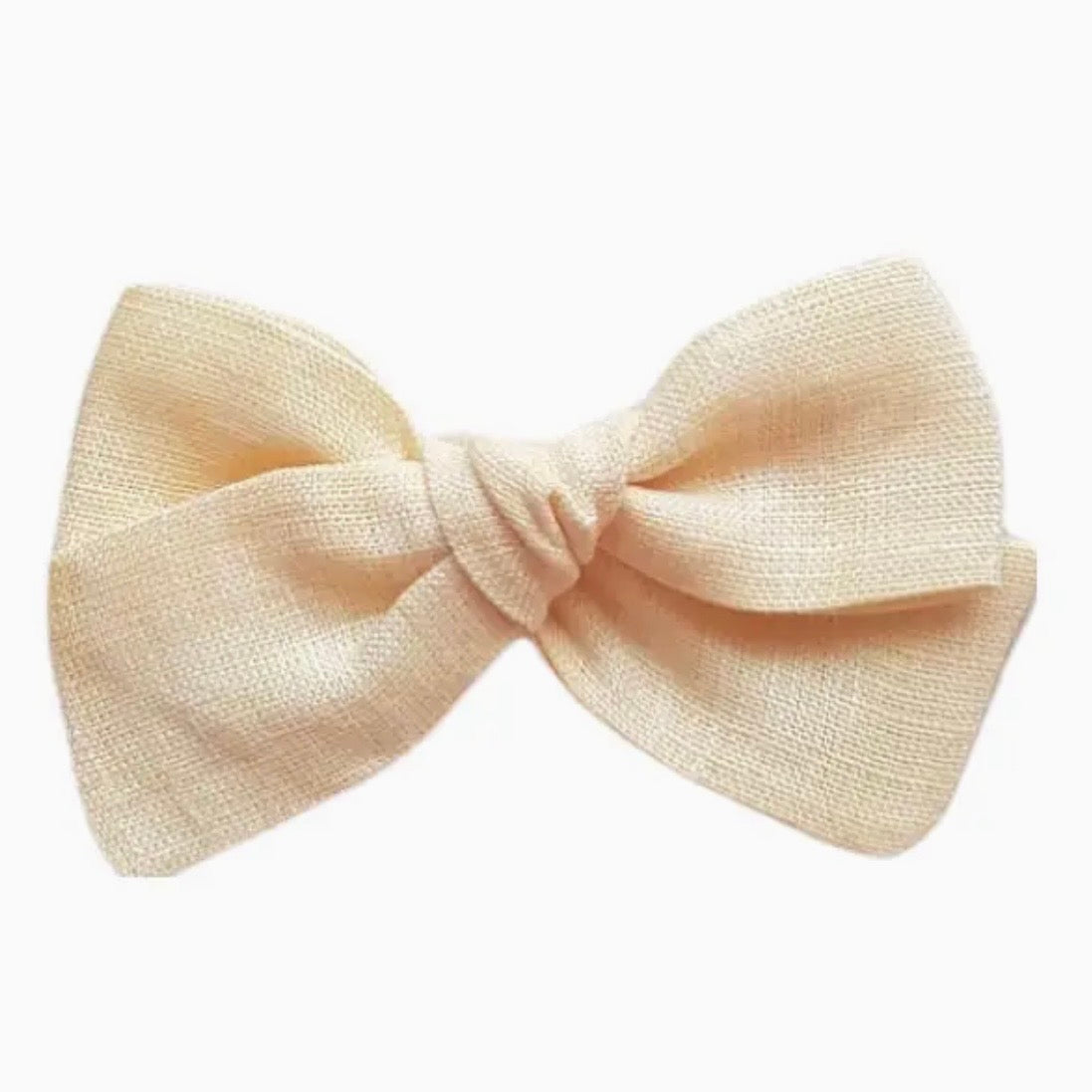 A light yellow linen-textured bow accessory, shown against a plain white background.

Hair Clips
Liberty Print
Gift inspiration 
Floral
Girls Hair Accessories