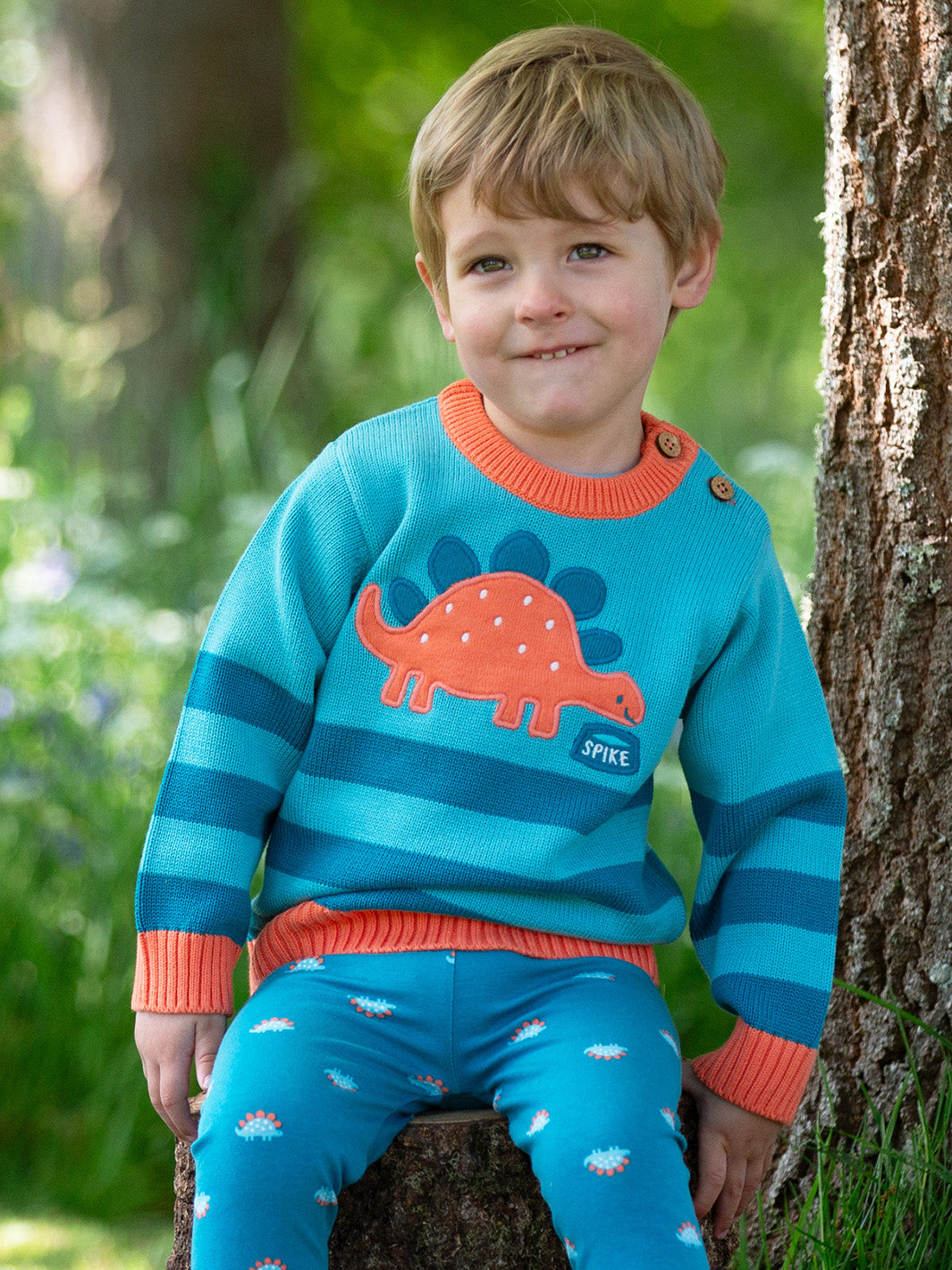 Child wearing our steggie outfit, jumper with matching leggings
