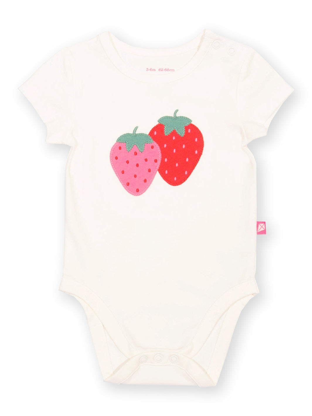 White baby bodysuit with strawberry design on a white background

Baby clothing
Strawberry 
Bodysuit 
Applique 
New baby gift
Organic cotton clothing 