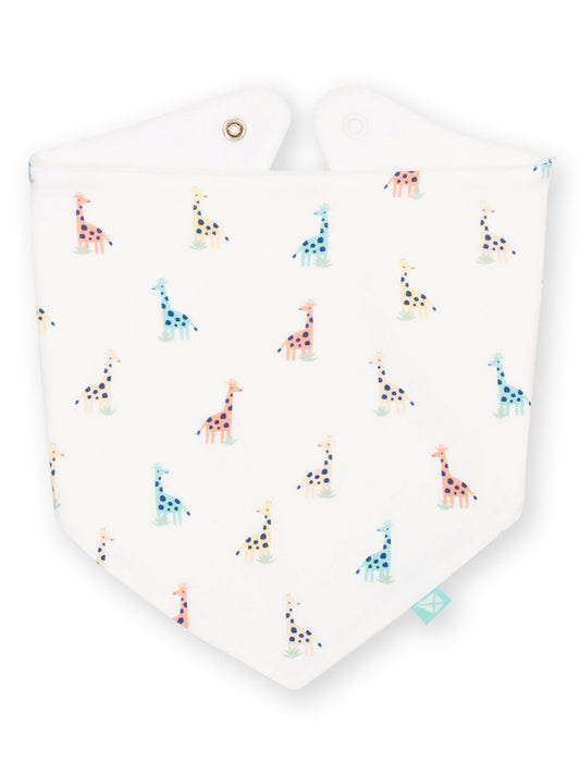Baby bib with colourful giraffe pattern on a white background

Giraffe 
Kite clothing 
Organic cotton 
GOTS Certified fabric 
New baby 
Baby clothing 