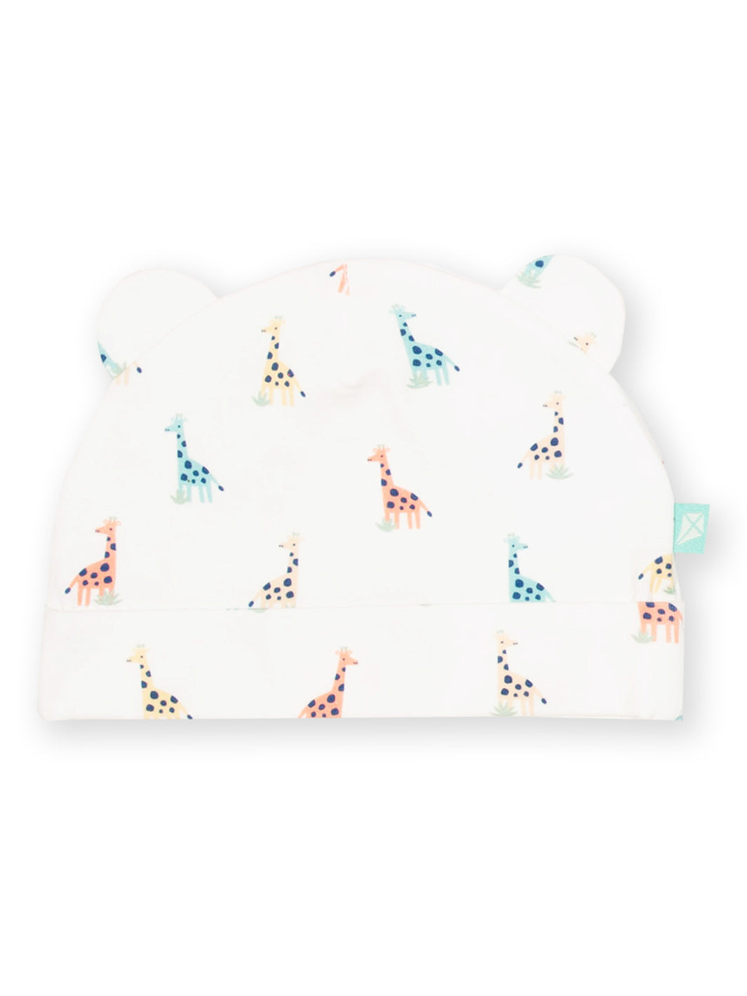 Baby hat in an all over colourful giraffe print. 

Organic cotton 
Baby hat 
New baby gifts
Giraffe
Kite clothing 
