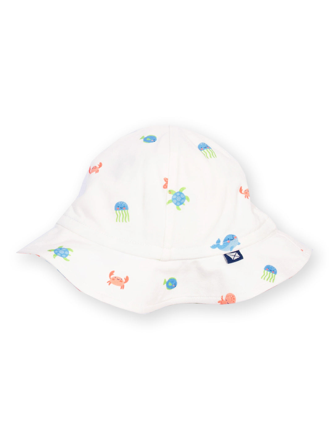 White baby hat with colourful sea creature patterns on a white background

Sun Hat
Summer clothing 
New baby gift