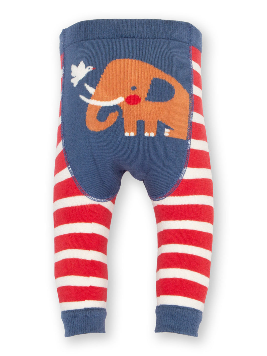 Baby's leggings with red and white stripes and an mammoth design 